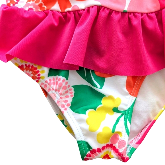Gymboree Girls Swimsuit Floral Kids Swimwear with Pink Ruffle Size XS 4T - Picture 6 of 8